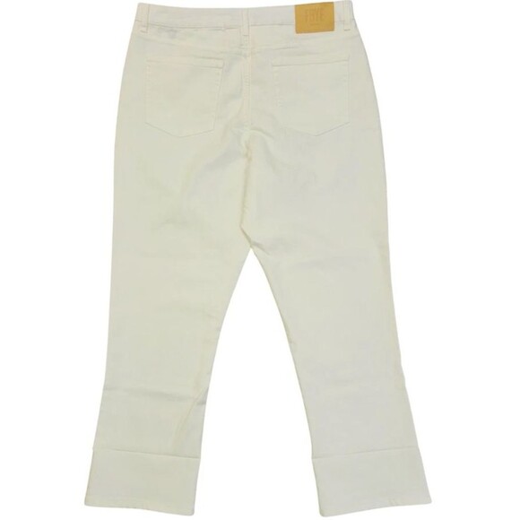 Frye High Rise Cropped Pants Size 16 16/34 Ivory White Denim Jeans Ankle New - Picture 4 of 13